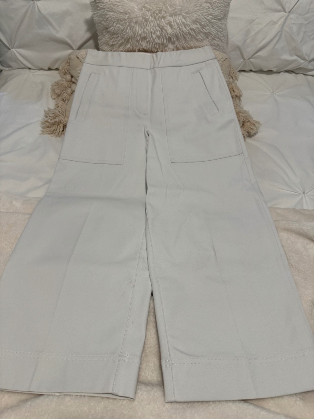Spanx AirEssentials Wide Leg Cropped Pants White Off White Small S Soft